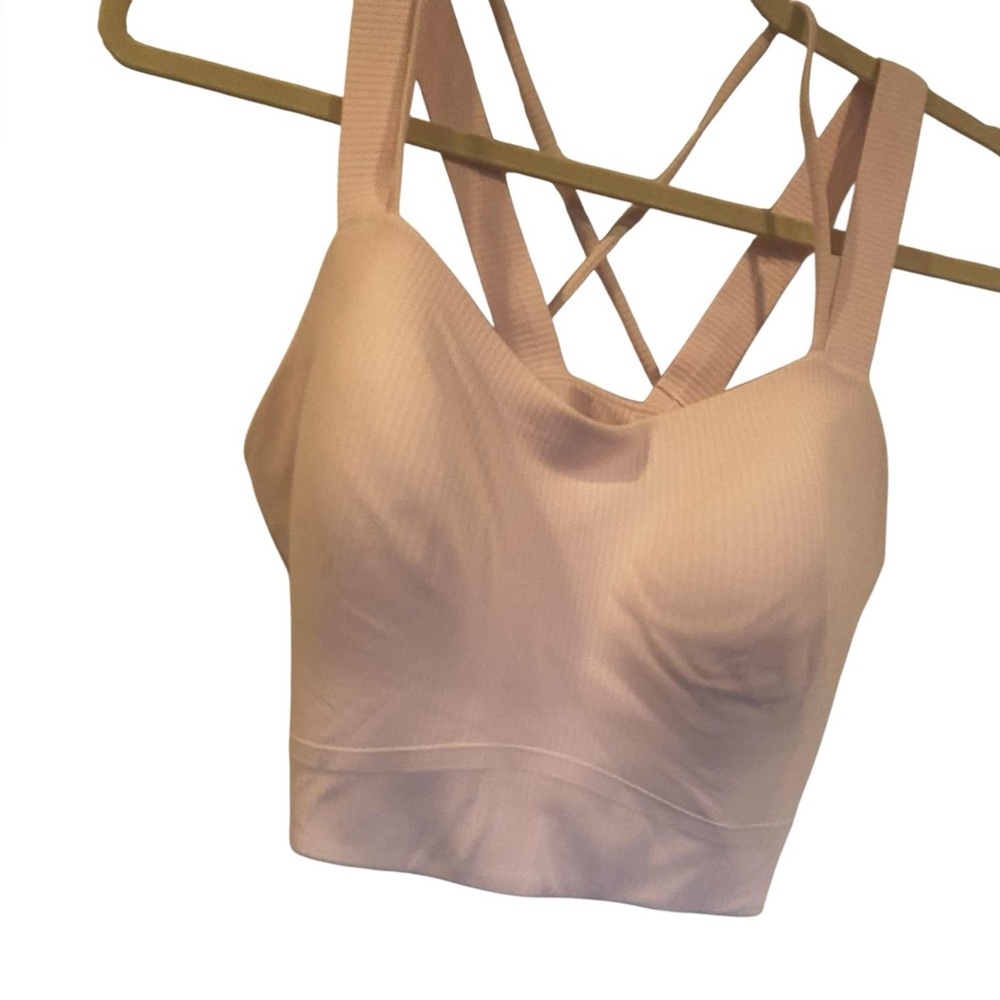 62. NWT Lululemon like a cloud longline bra PINK ORGANZA Size 12